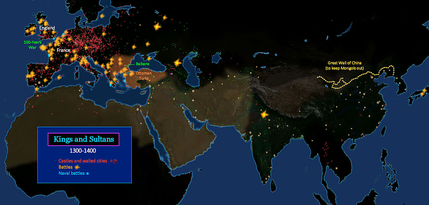 Conflict and castles, 1300-1400 map